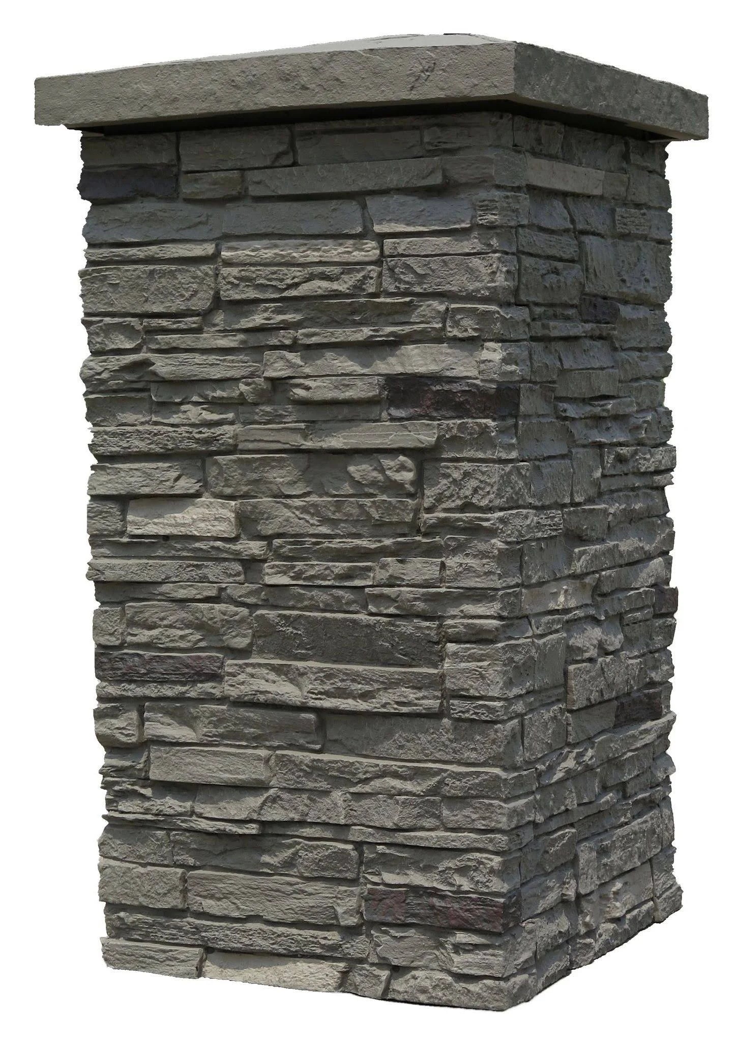 Faux Polyurethane Stone Column Wrap, Pewter, Gray G329