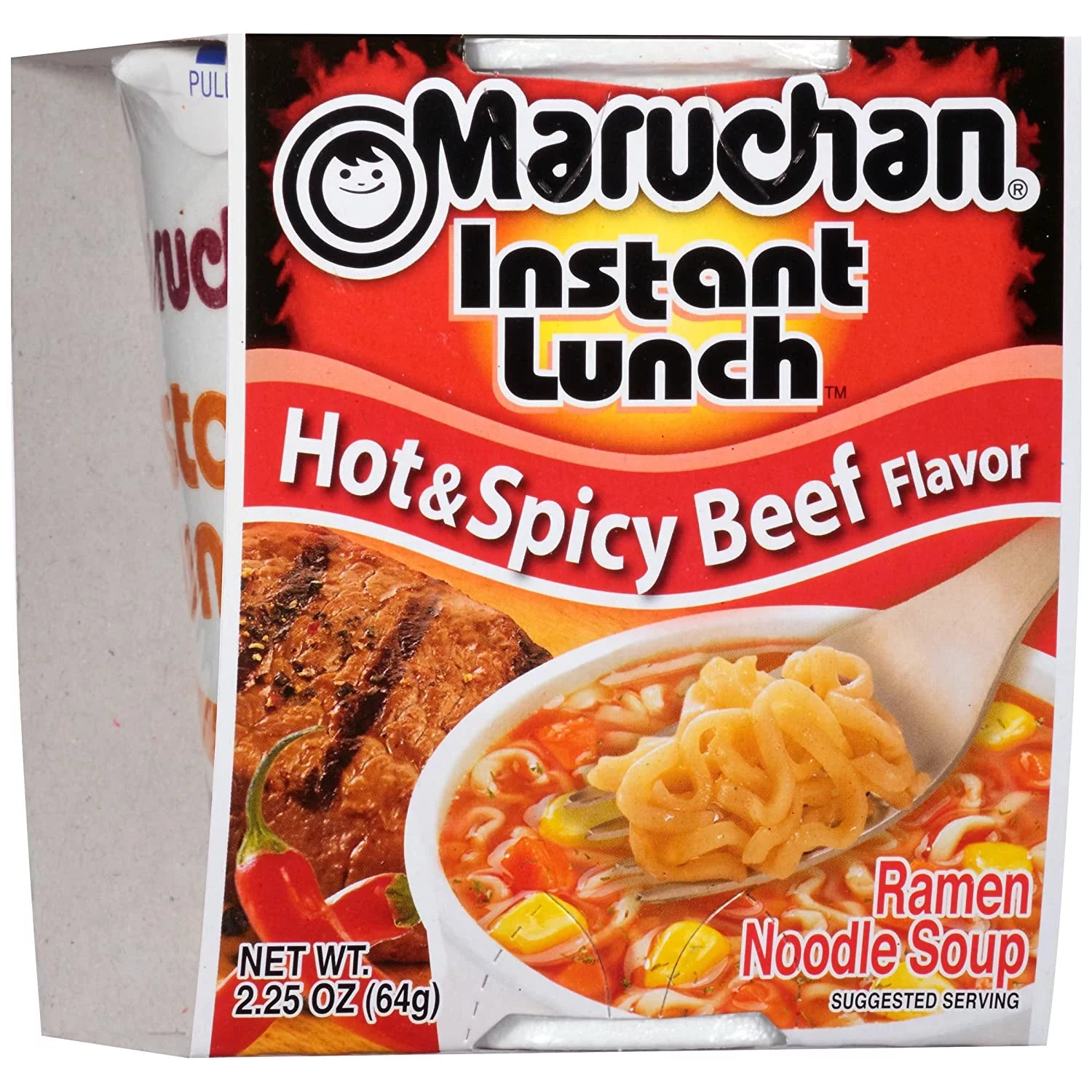 Spicy Beef and Spicy Chicken 2 Flavors Ramen Cup Noodles Instant Quantity of 24 Y23325