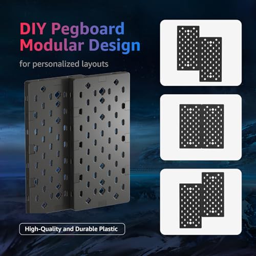 Modular Headphone and Controller Holder, Clamp-on Pegboard, Rotatable Controller Stand with Cable Hooks, 3Pcs Pegboard, Red E705903