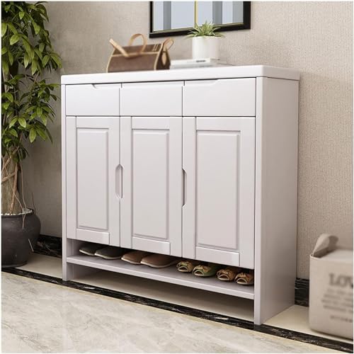Solid Wood Shoe Cabinet with 3 Storage Drawers D597