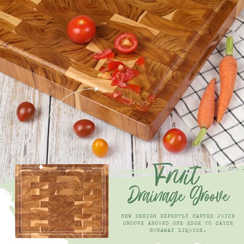 XL Acacia End Grain Wood Cutting Board (20x15x1.5in) C496