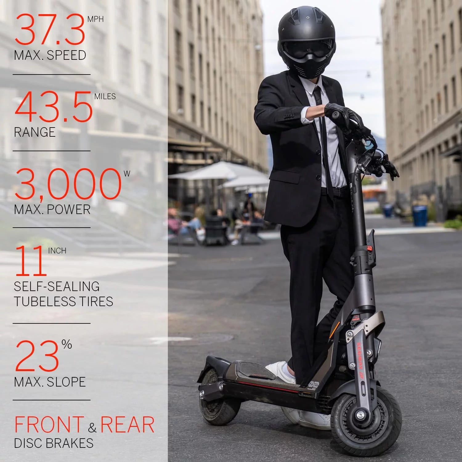 3000W Motor 43.5 Miles Long Range Dual Suspension 11" Tires Foldable Scooter C59637