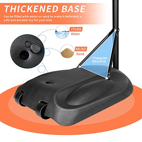 32" Backboard Basketball Goal Stand with Fillable Base and Wheels, 7.5-9.2ft Adjustable Height T98141