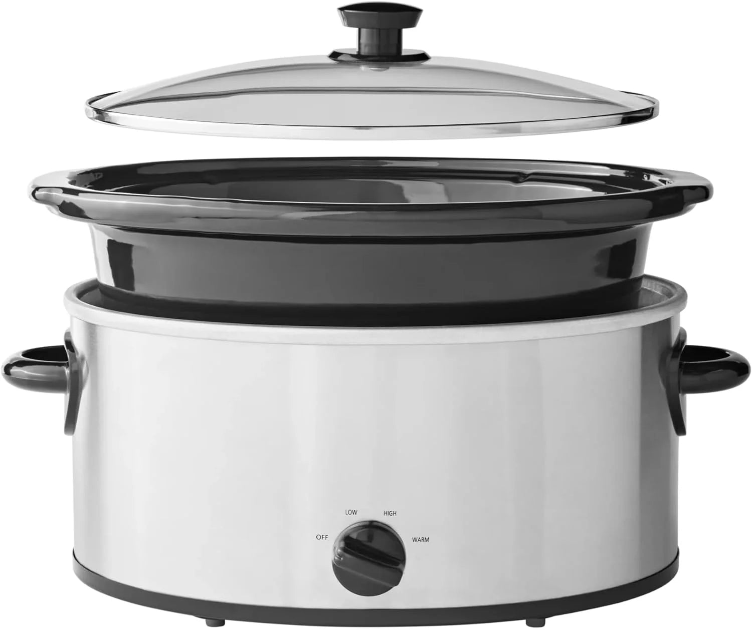 6 Quart Oval Stainless Steel Slow Cooker with Glass Lid G9164