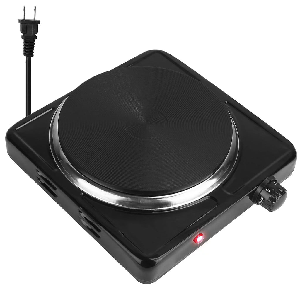Black Electric Countertop Single Burner with Cast Iron Hot Plate I556404