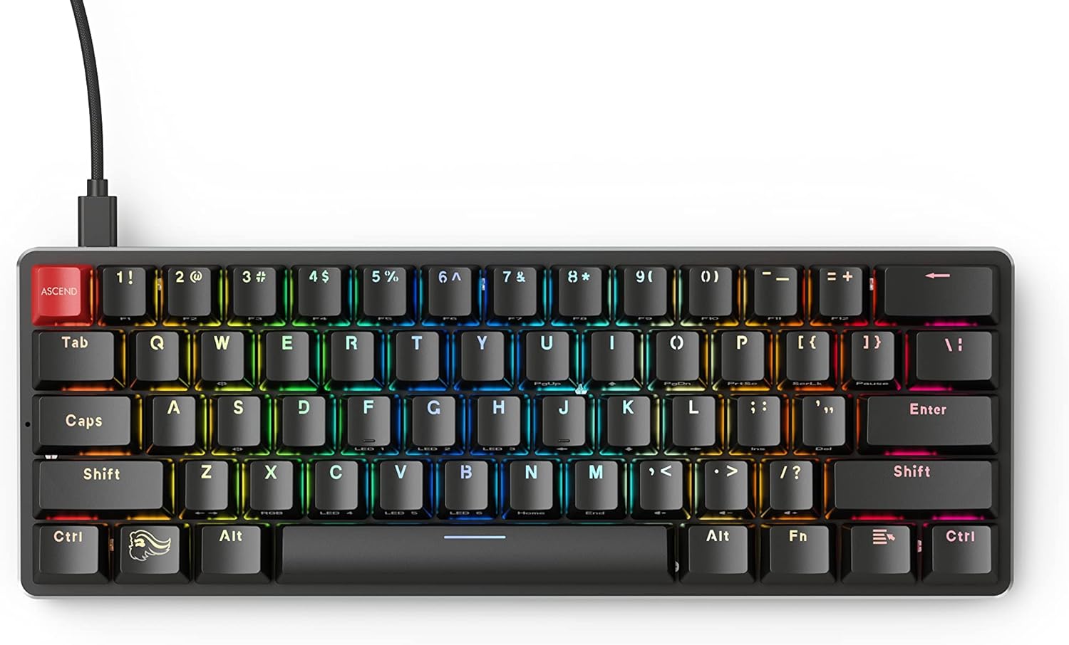 60% Compact Size 61 Key RGB LED Backlit Brown Switches Hot Swap Switches Mechanical Gaming Keyboard Q460329