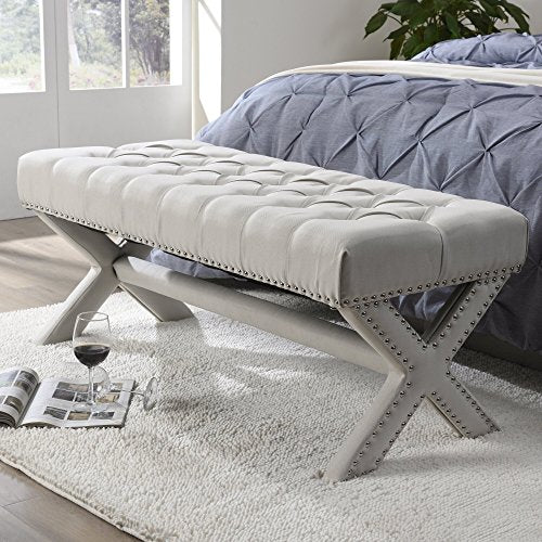 Dark Grey Velvet Bench U114